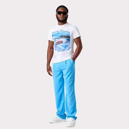 MD BLUE DOUBLED PLEATED TROUSERS