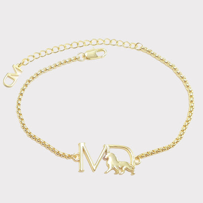 MD GOLD PLATED LION MOTIF BRACELET (UNISEX)