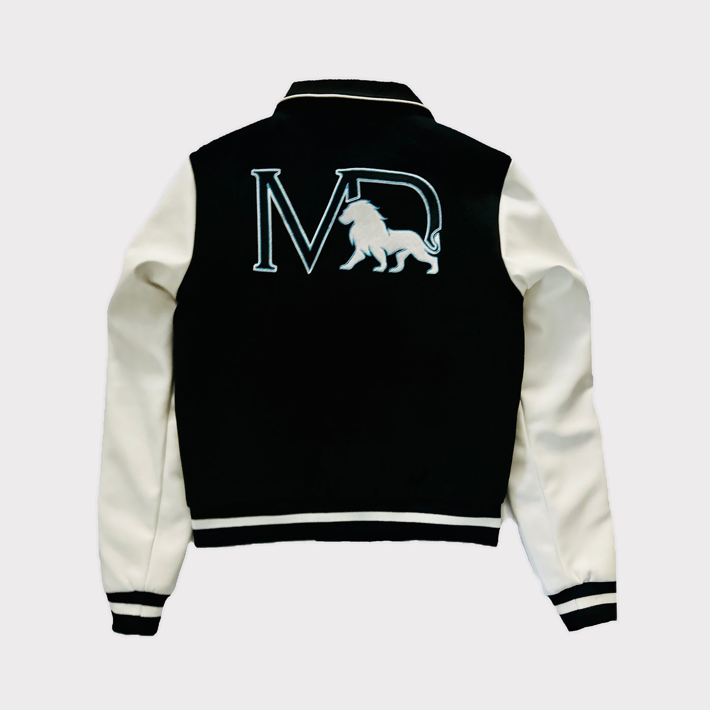 MD BLACK EMBROIDERED VARSITY JACKET