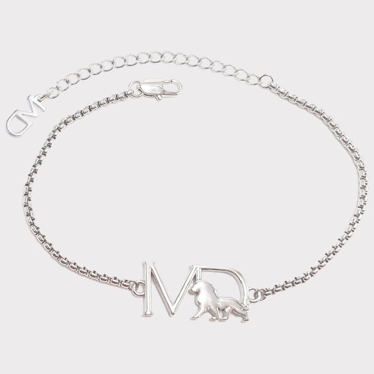 MD RHODIUM PLATED LION MOTIF BRACELET (UNISEX)